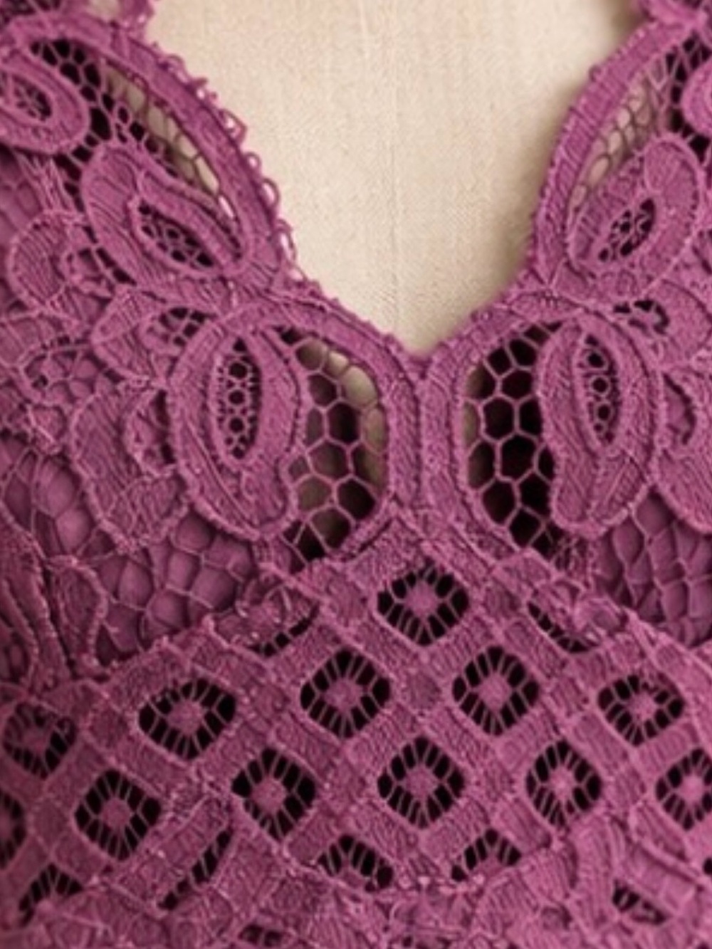 Free People FP One Adella Slip Dress M Purple Crochet Lace Boho - Picture 5 of 7